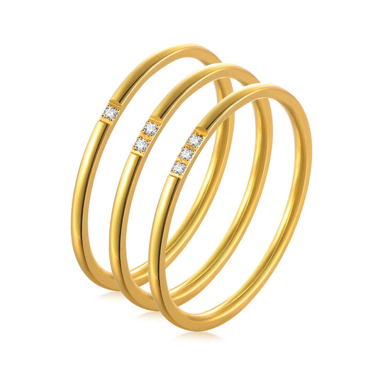Stainless Steel Zircon Ring Fine Ring Stacked Gold Ladies 1mm Ring