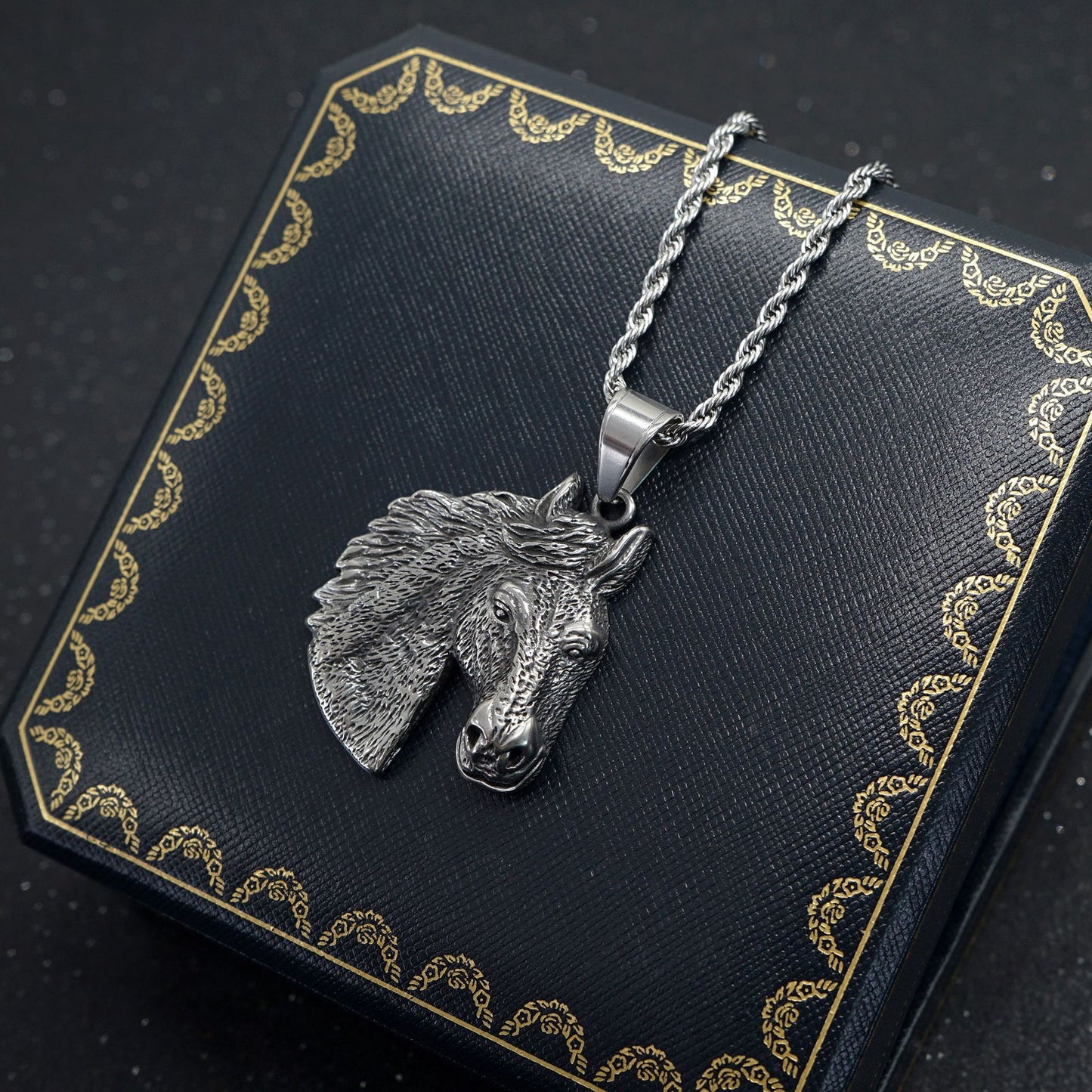 Steel Necklace – Vintage Horse Head Pendant