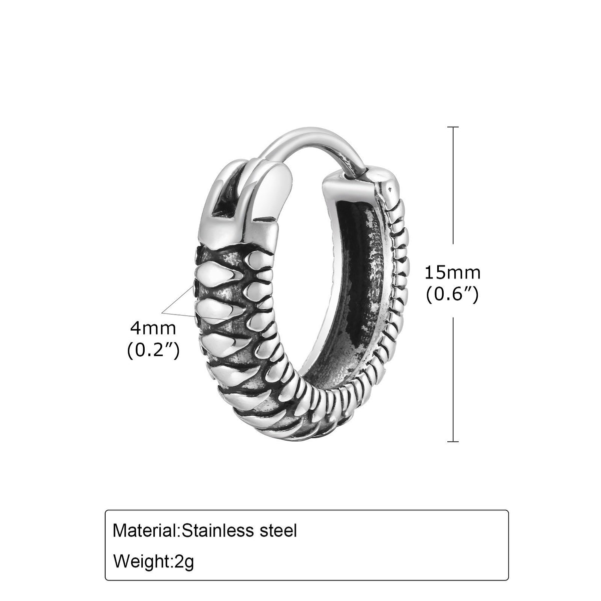 Snake Single Earrings — Black or Silver