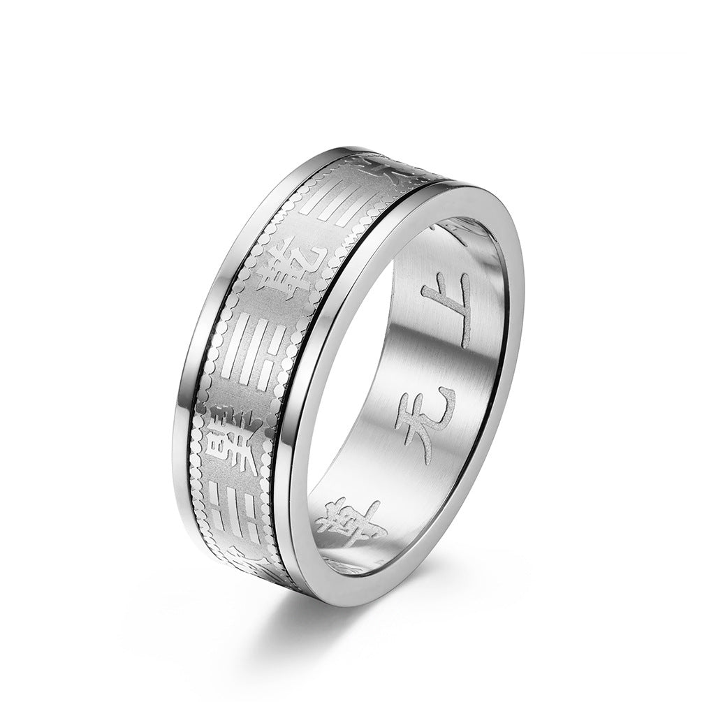 Rotating Bagua Stress-Relief Stainless Steel Ring