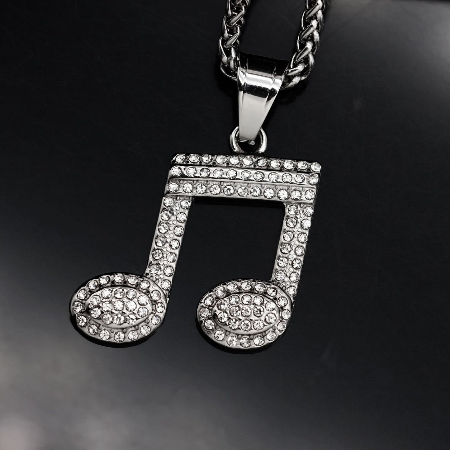 Planderful Everyday Genie Titanium Steel Music Note Necklace Unisex Pendant Trendy Zircon