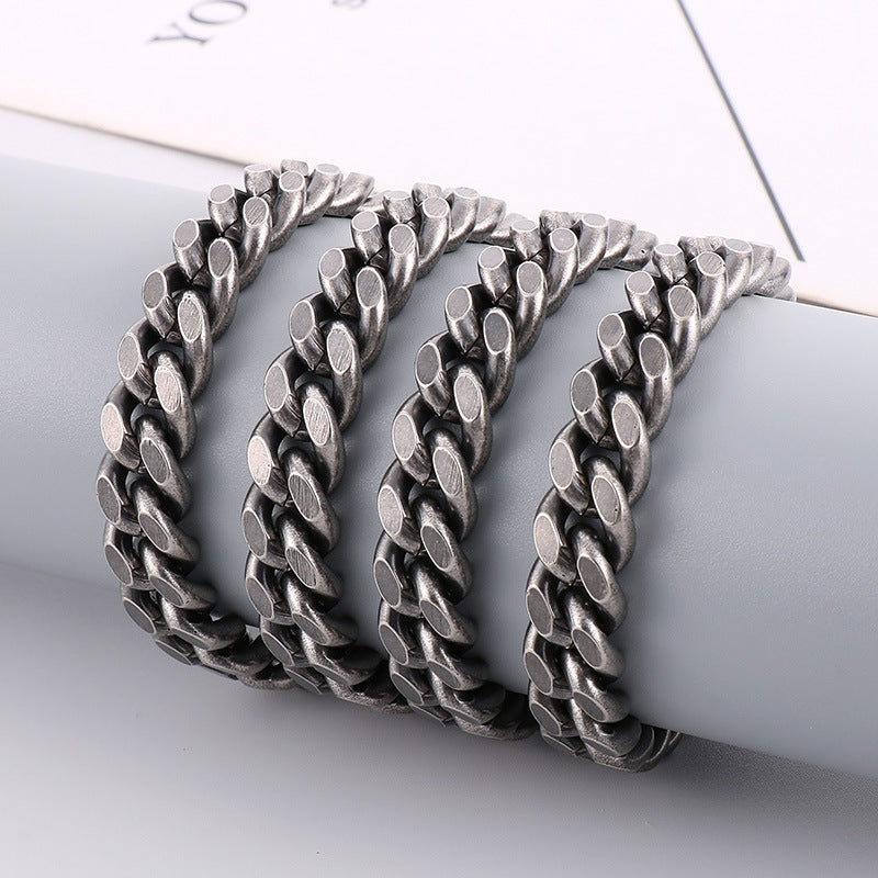 Planderful Men Stainless Steel Oxidized Button Necklace