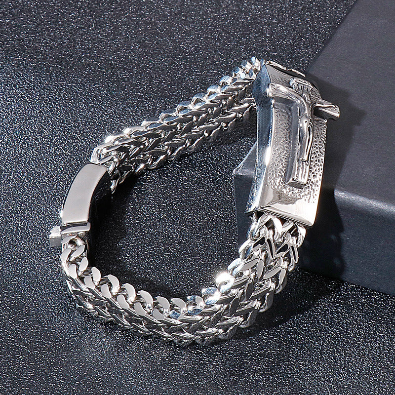 Hip-Hop Style Feather Cross Men's Titanium Bracelet