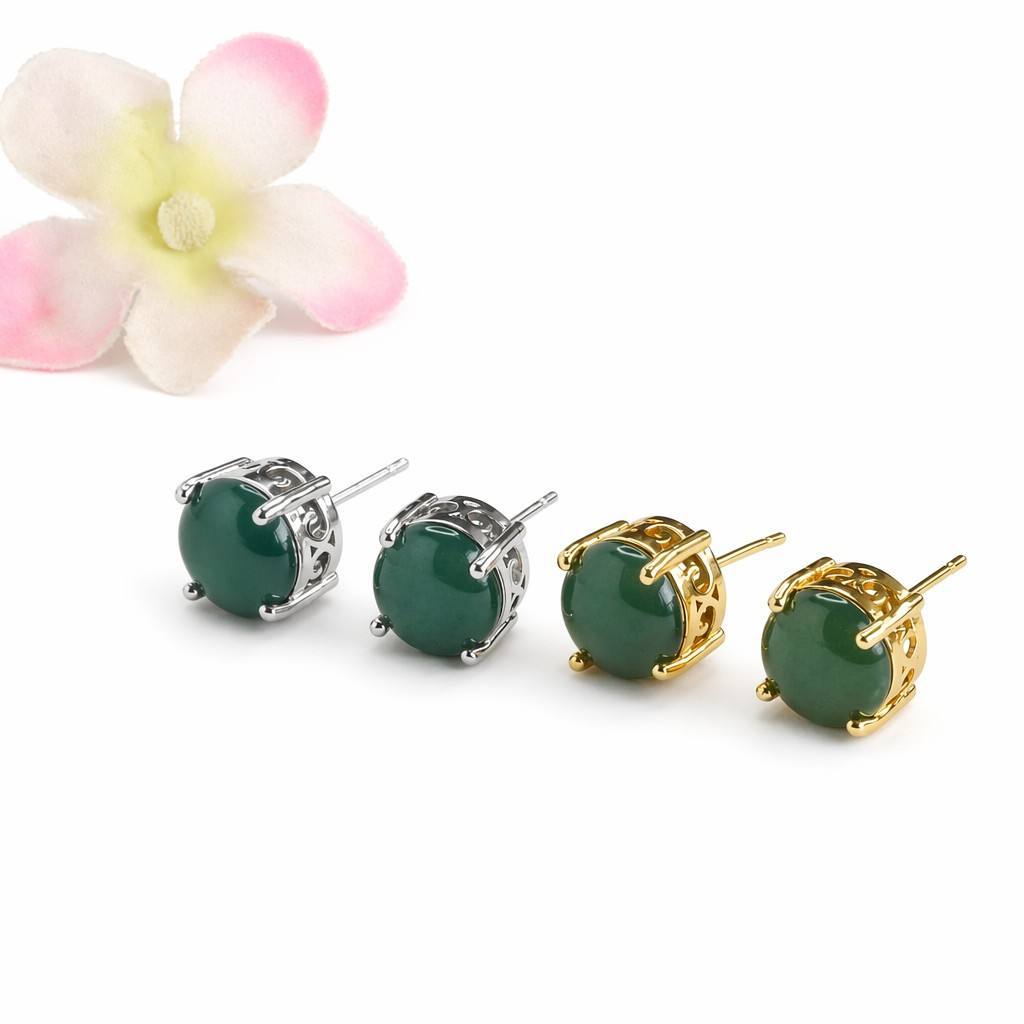 Blue-Water Jadeite Stud Earrings