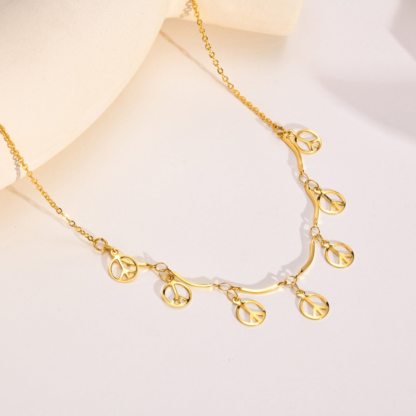 Titanium Steel Necklace Gold Peace Mark Accessories Jewelry