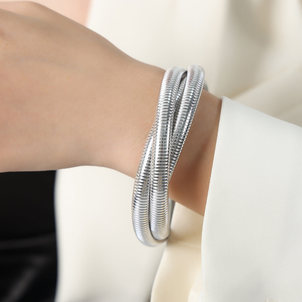 Golden Serpentine Layered Bracelet for Women by Planderful - Everyday Genie Collection