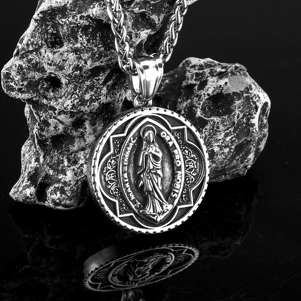 European And American Retro Men's Jewelry Virgin Mary Pendant Necklace