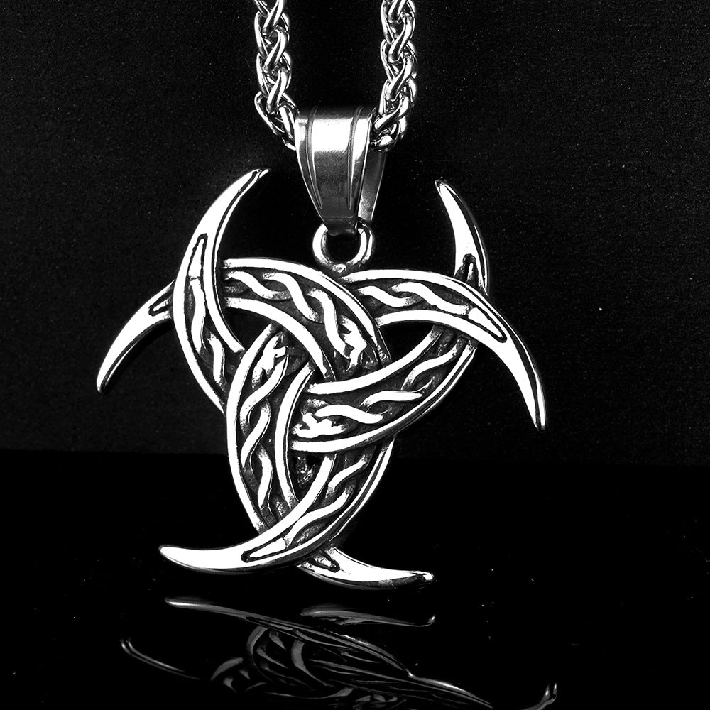 European And American Jewelry Wholesale Titanium Steel Men's Pendant Stainless Steel Necklace Retro Viking Celtic Knot Pendant