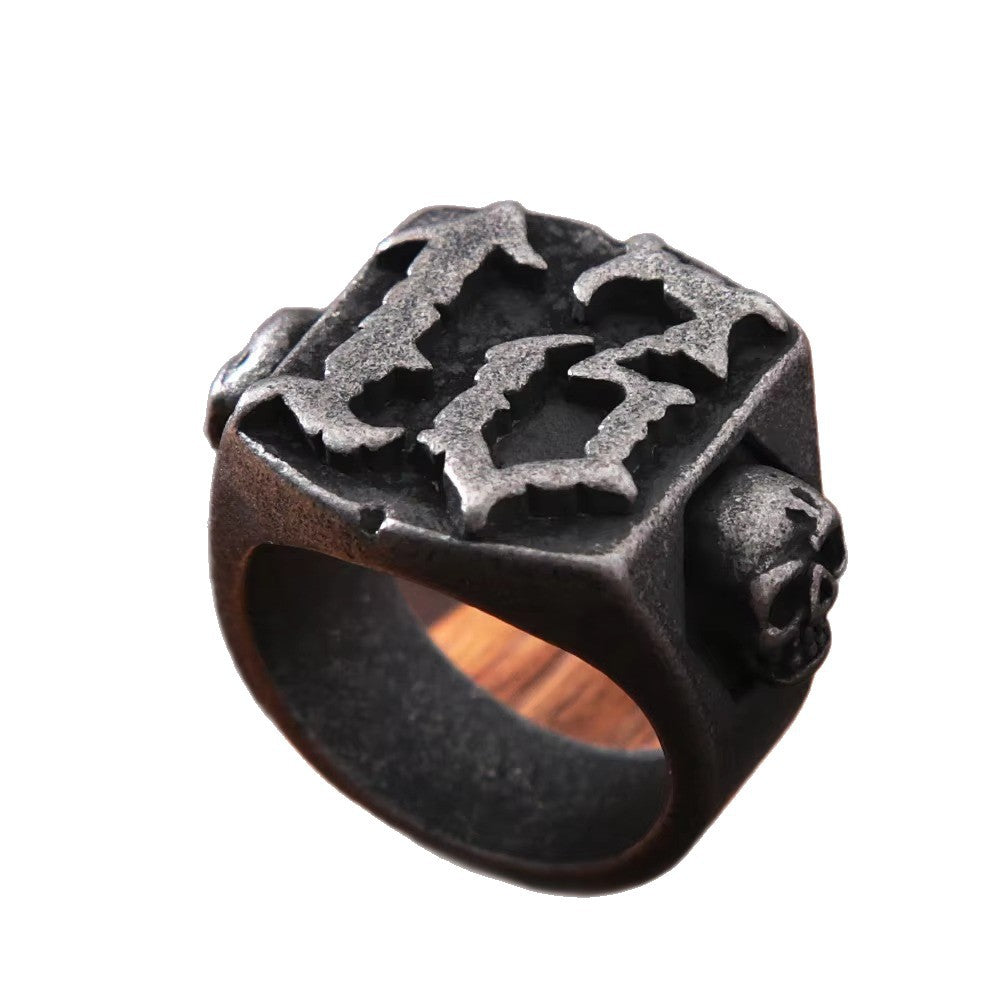 Vintage Number Stainless Steel Men's Ring