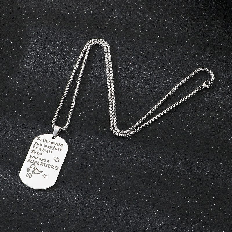 Planderful Dad Pendant Stainless Steel Engraved For Men
