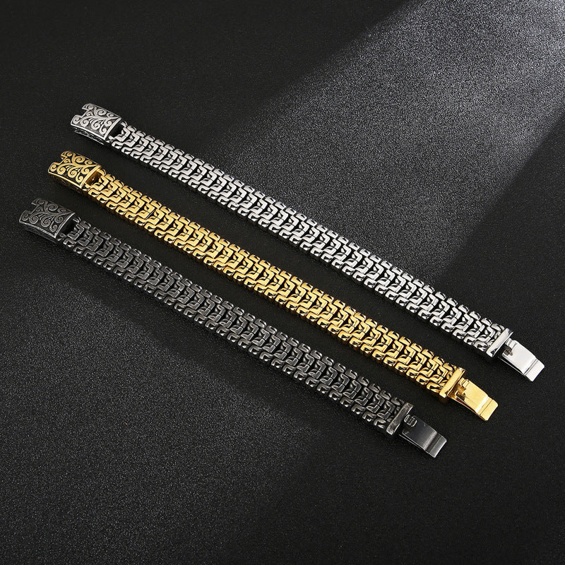 In Europe & The United States – Hip-Hop Flower Men's Titanium Steel Bracelet