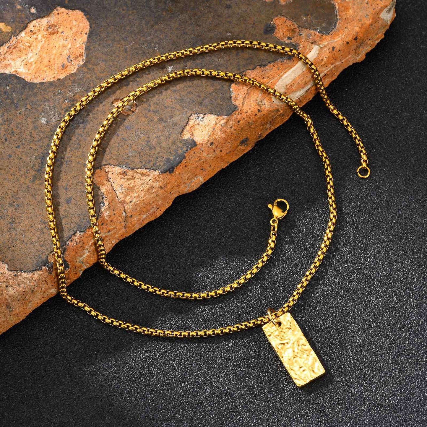 Planderful Black Stainless Steel Geometric Pendant For Men