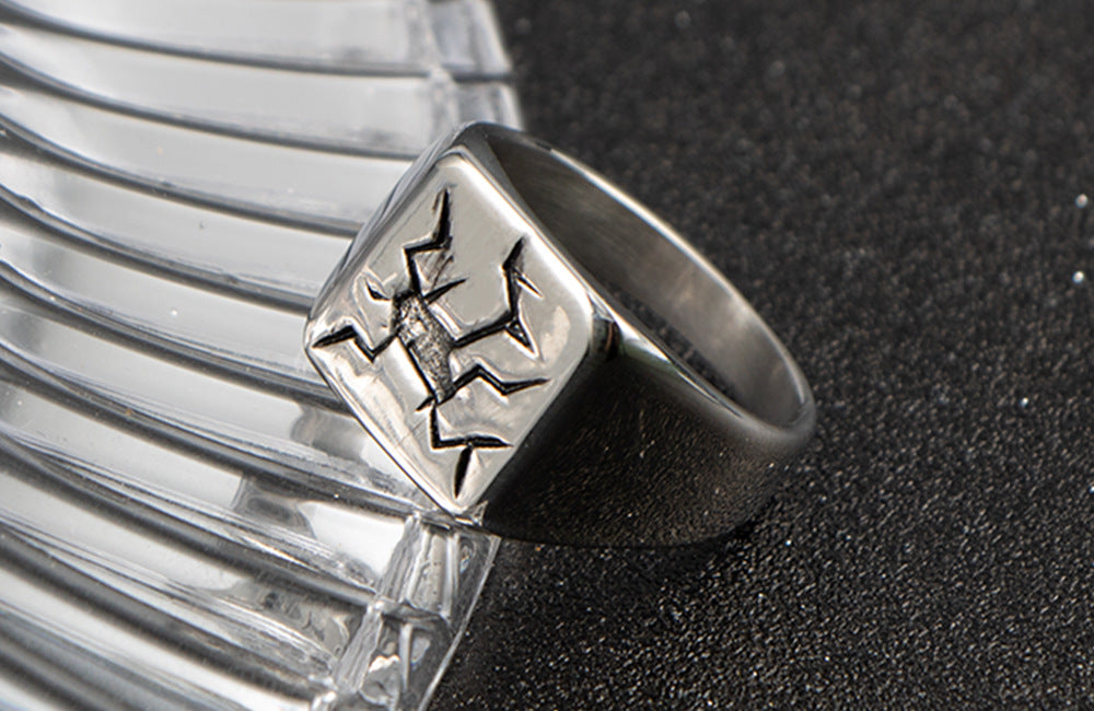 European American Spider Crack Titanium Ring For Men