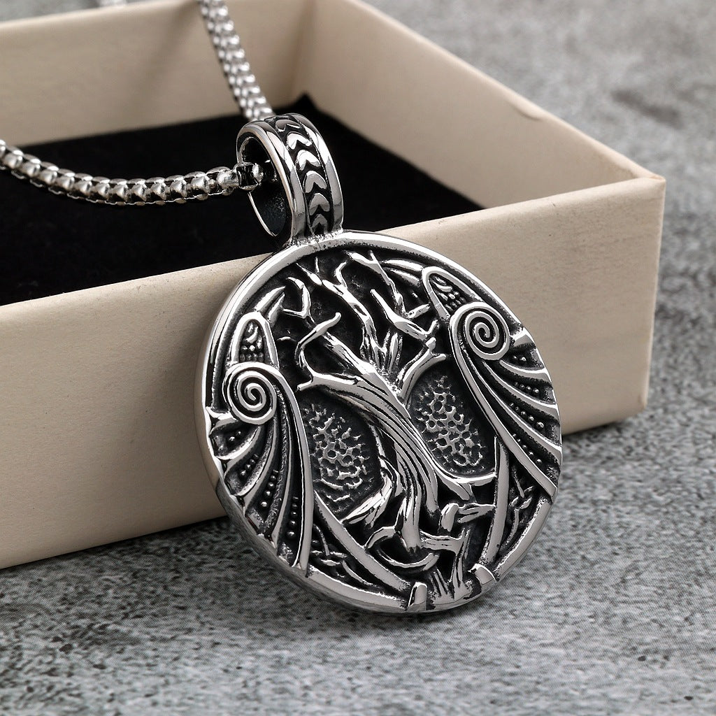 Vintage Tree of Life Viking Stainless Steel Pendant Necklace