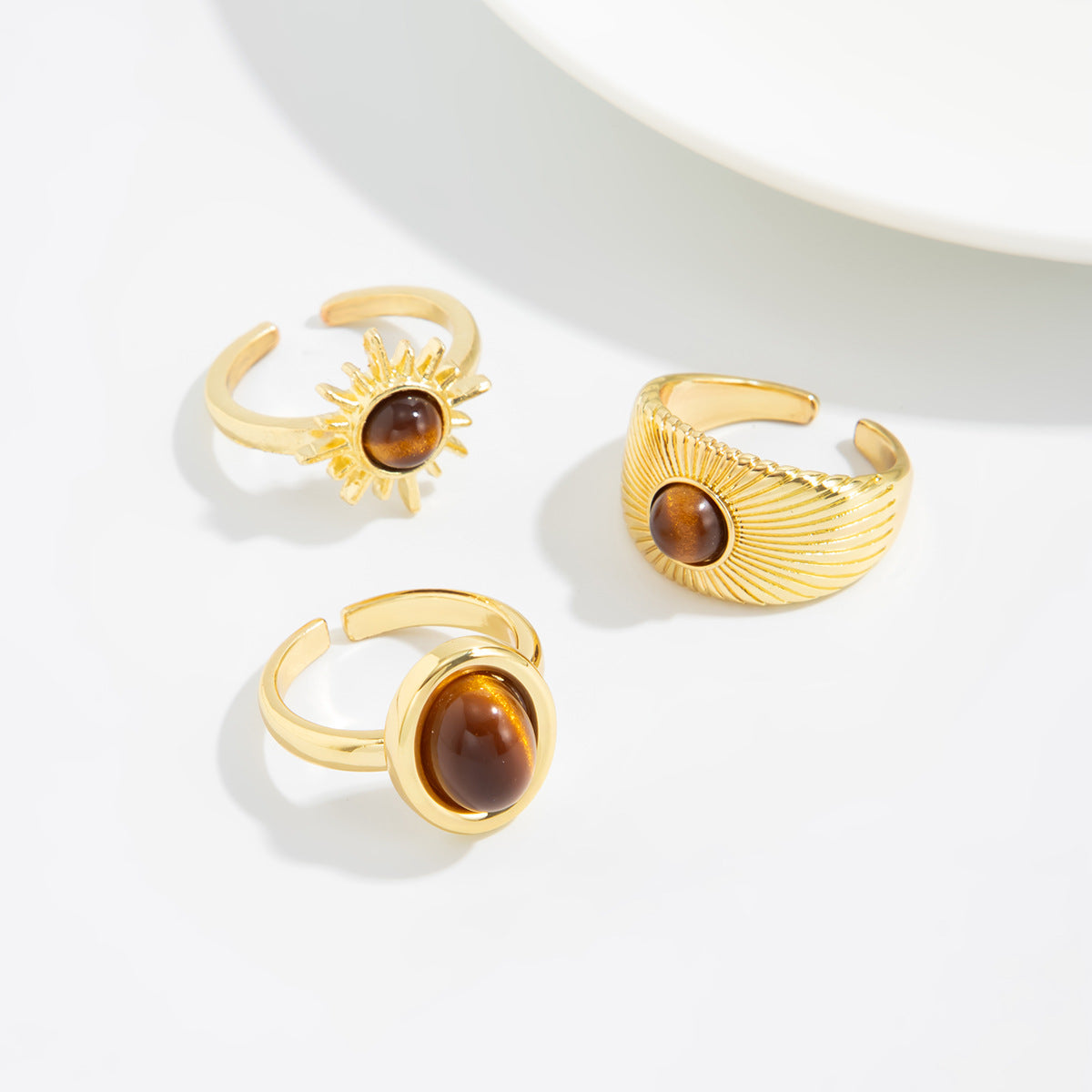 Tiger Eye Open Ring Planderful Collection Vienna Verve For Women Statement Lava Stone Jewelry