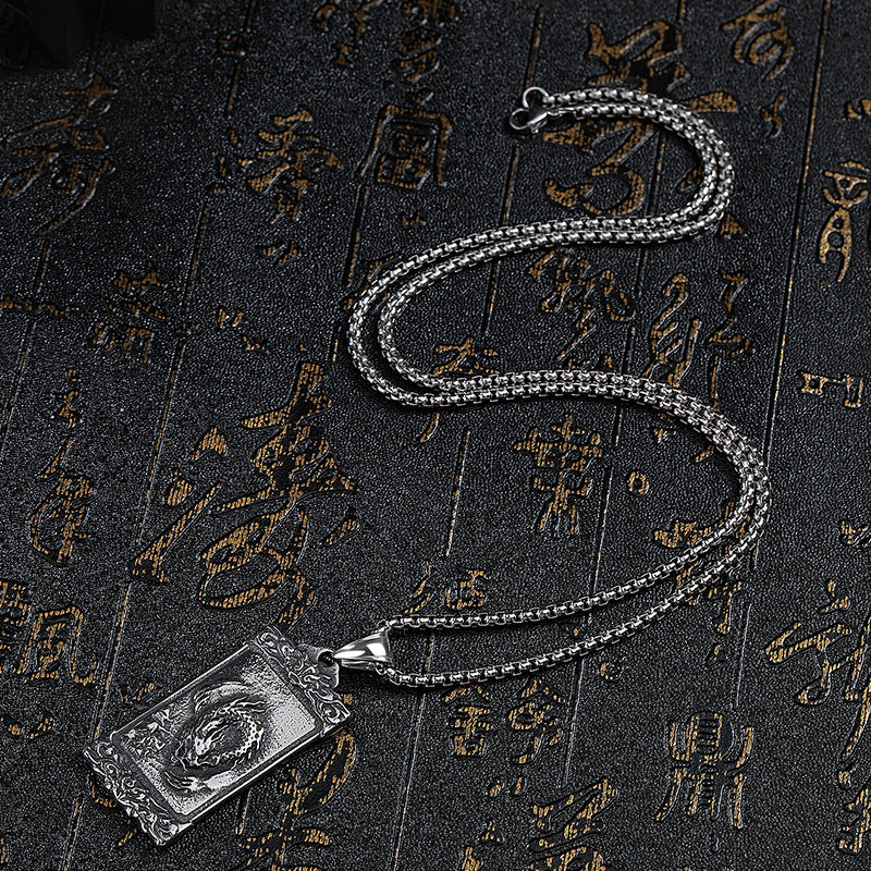 Steel Necklace – Vintage Dragon Amulet