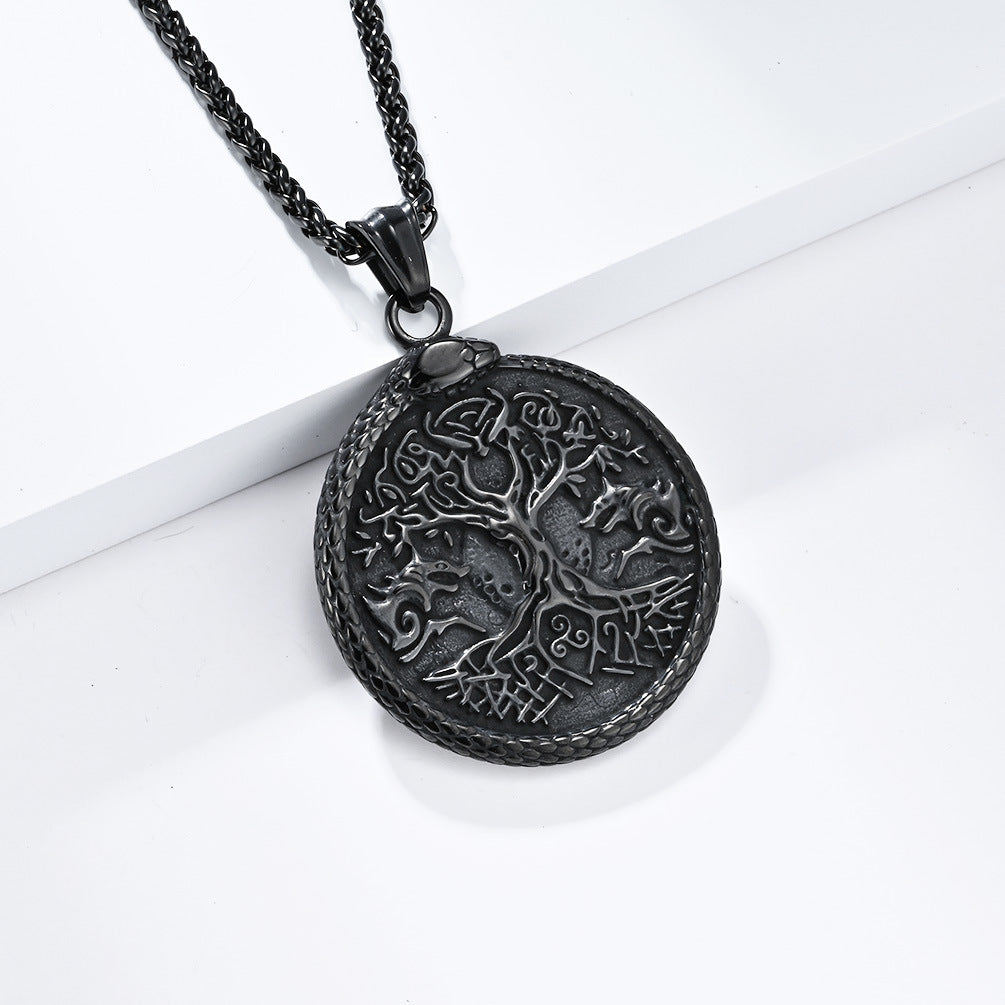 Steel Necklace – Vintage Nordic World Tree Pendant