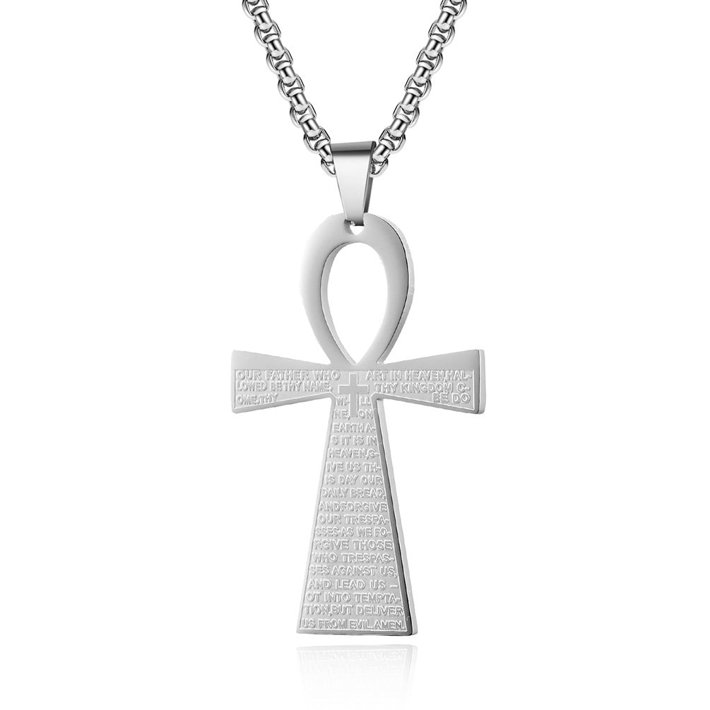Vintage Cross Stainless Steel Men's Pendant Necklace
