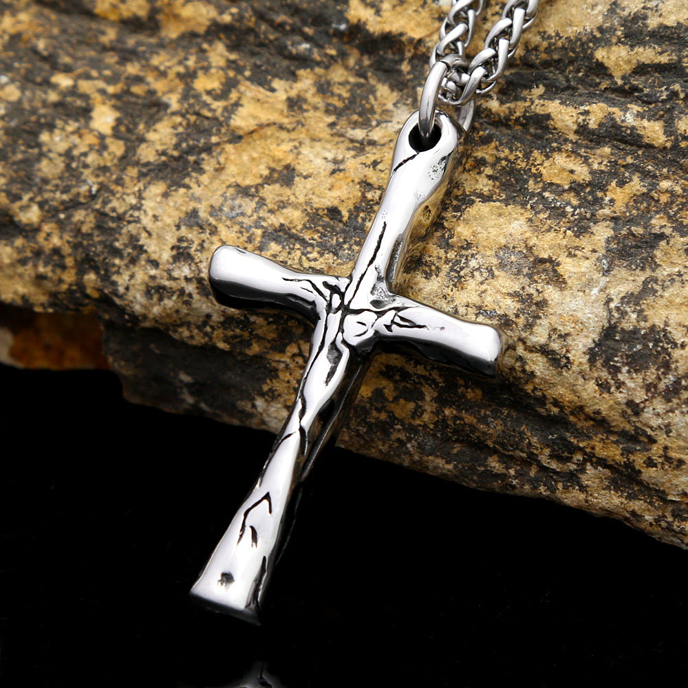 Cross-Border Jewelry Wholesale Men's Titanium Steel Cross Necklace