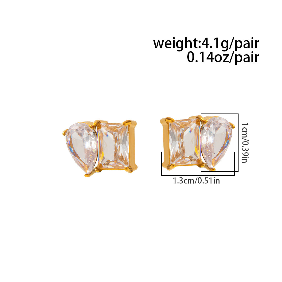 Planderful Vienna Verve Zircon Stud Earrings Stainless Steel Water Drop Square Design For Modern Women