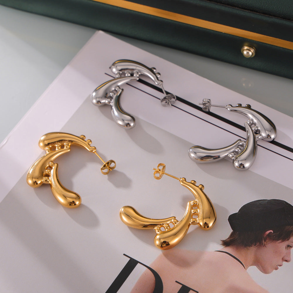 Vintage Swirl Water Drop Gold-Plated Stud Earrings