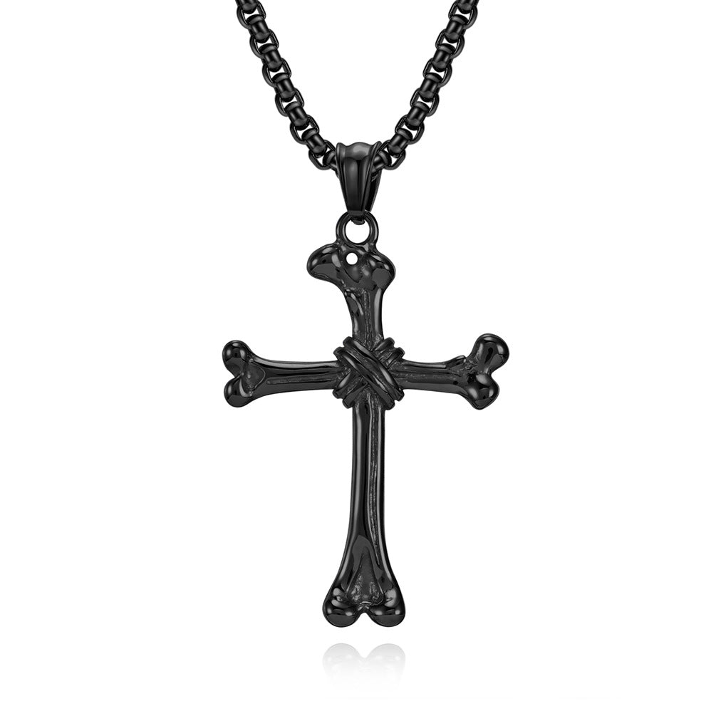 Amazon Titanium Steel Bone Cross Necklace for Men Wholesale