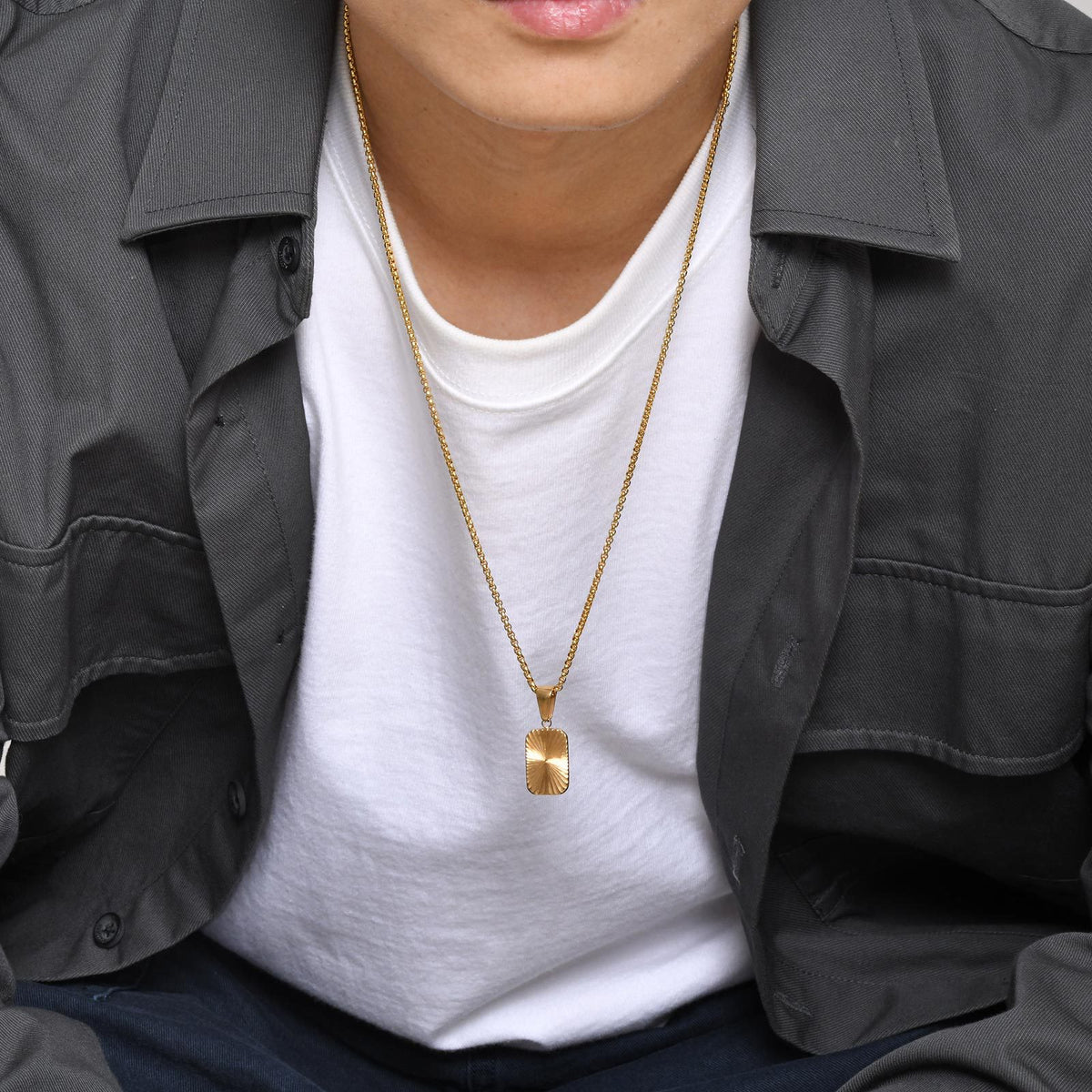 Flower Geometric Stainless Steel Necklace for Men
