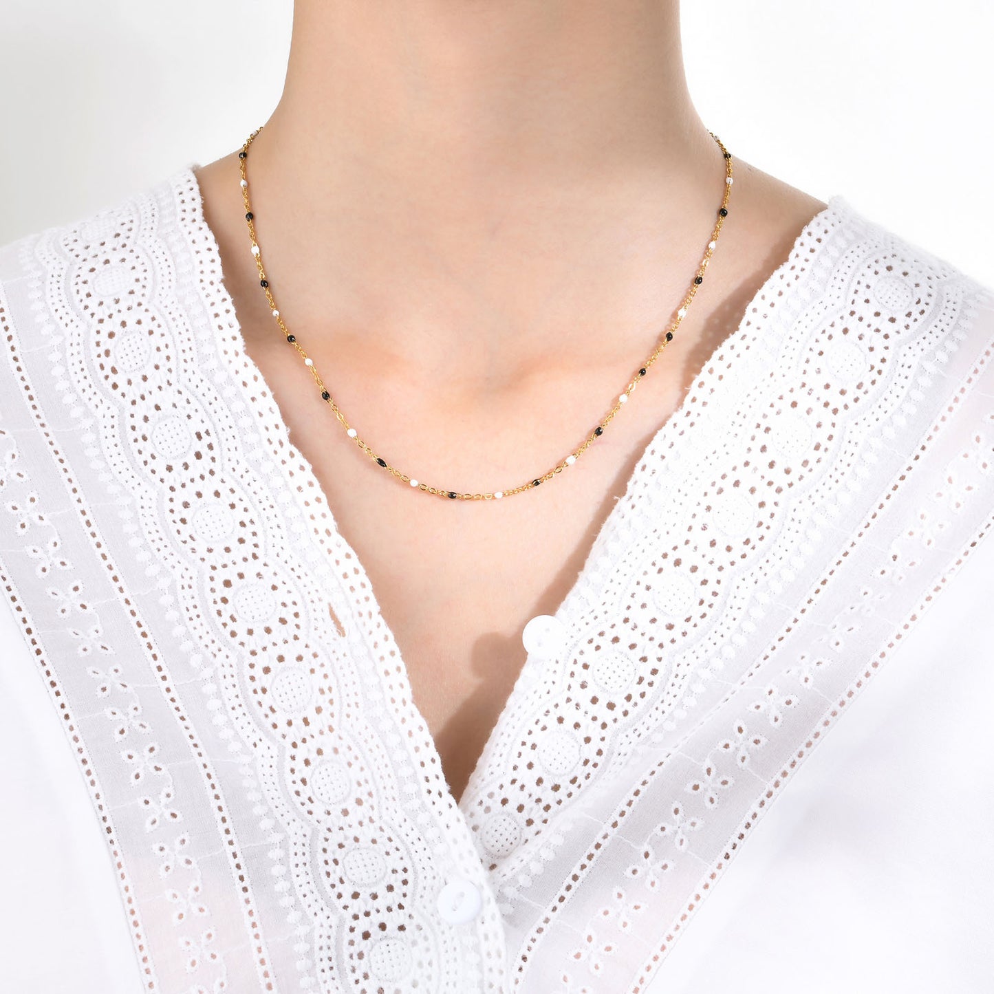 European And American Jewelry Stainless Steel Epoxy Necklace