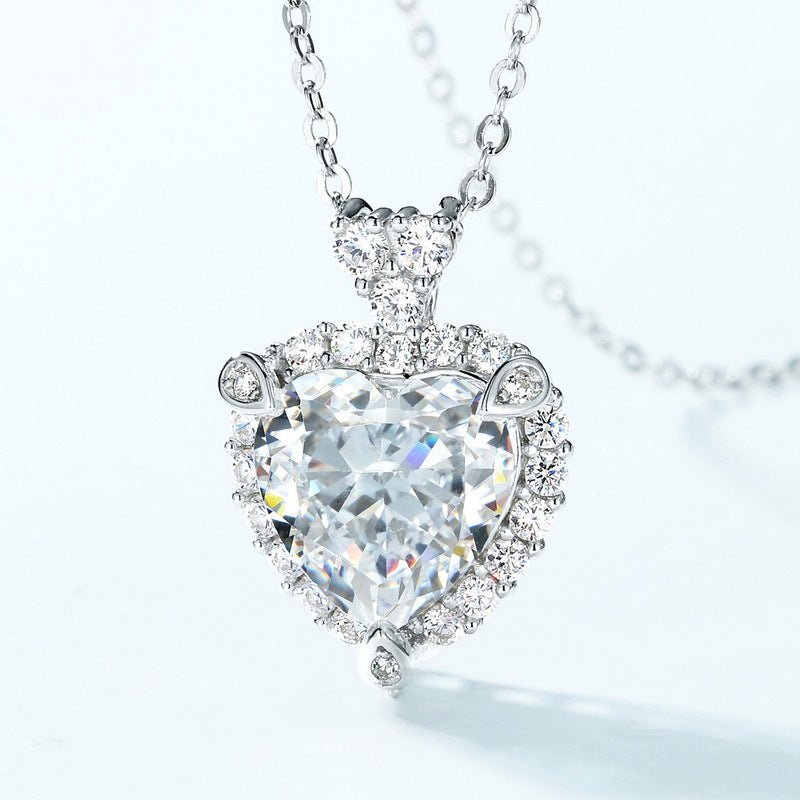 S925 Sterling Silver High-Carbon Stone Heart Pendant Necklace
