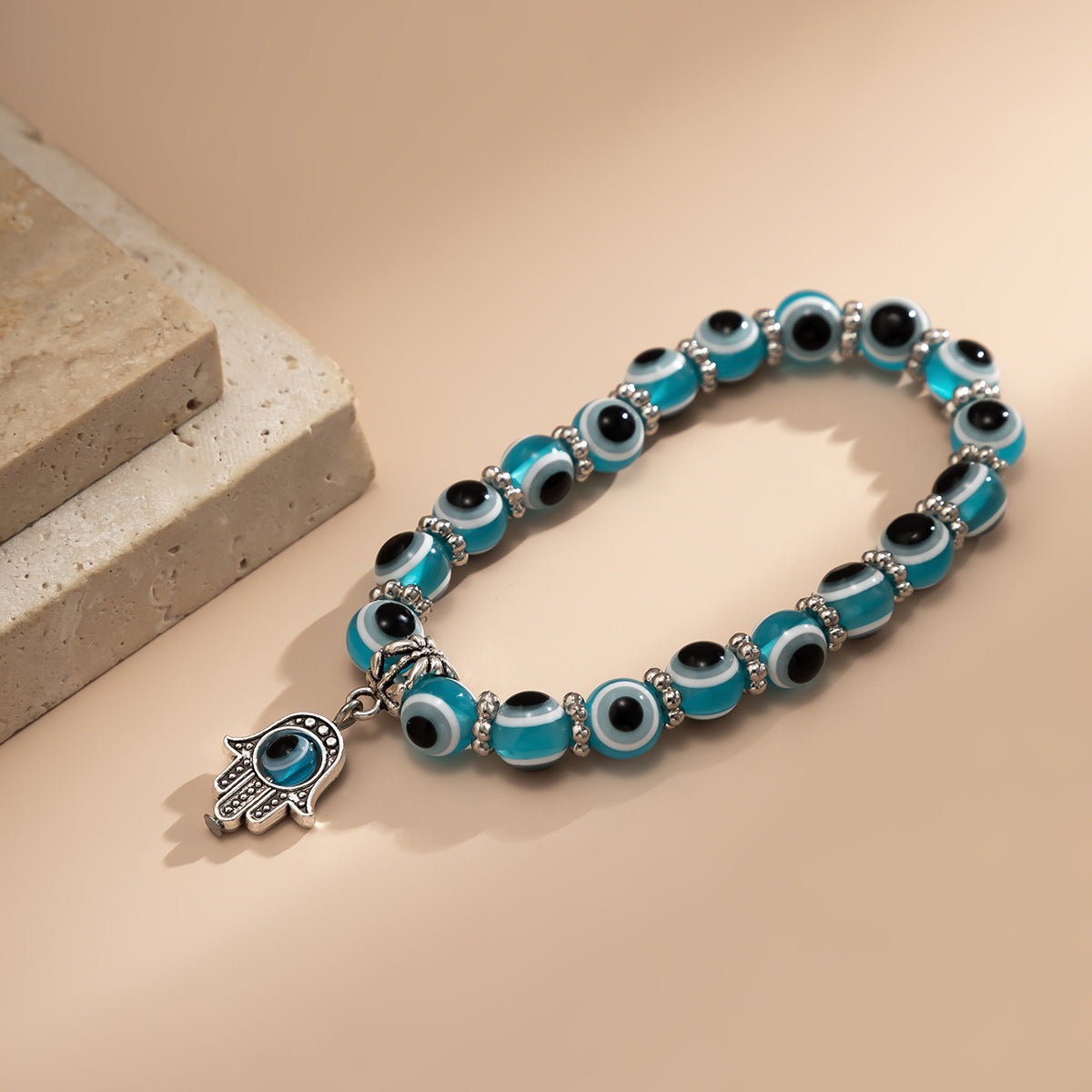 Planderful Beaded Eye Palm Pendant Bracelet Personalized European Style Statement Jewelry for Women