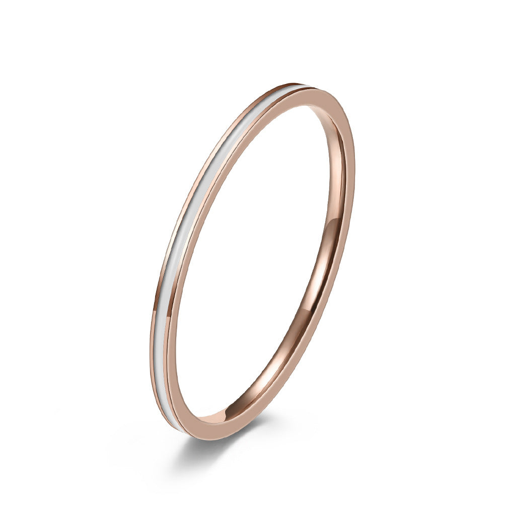 Sources 1mm Rose Gold Enamel Can Be Stacked Women's Stainless Steel Ring Drop