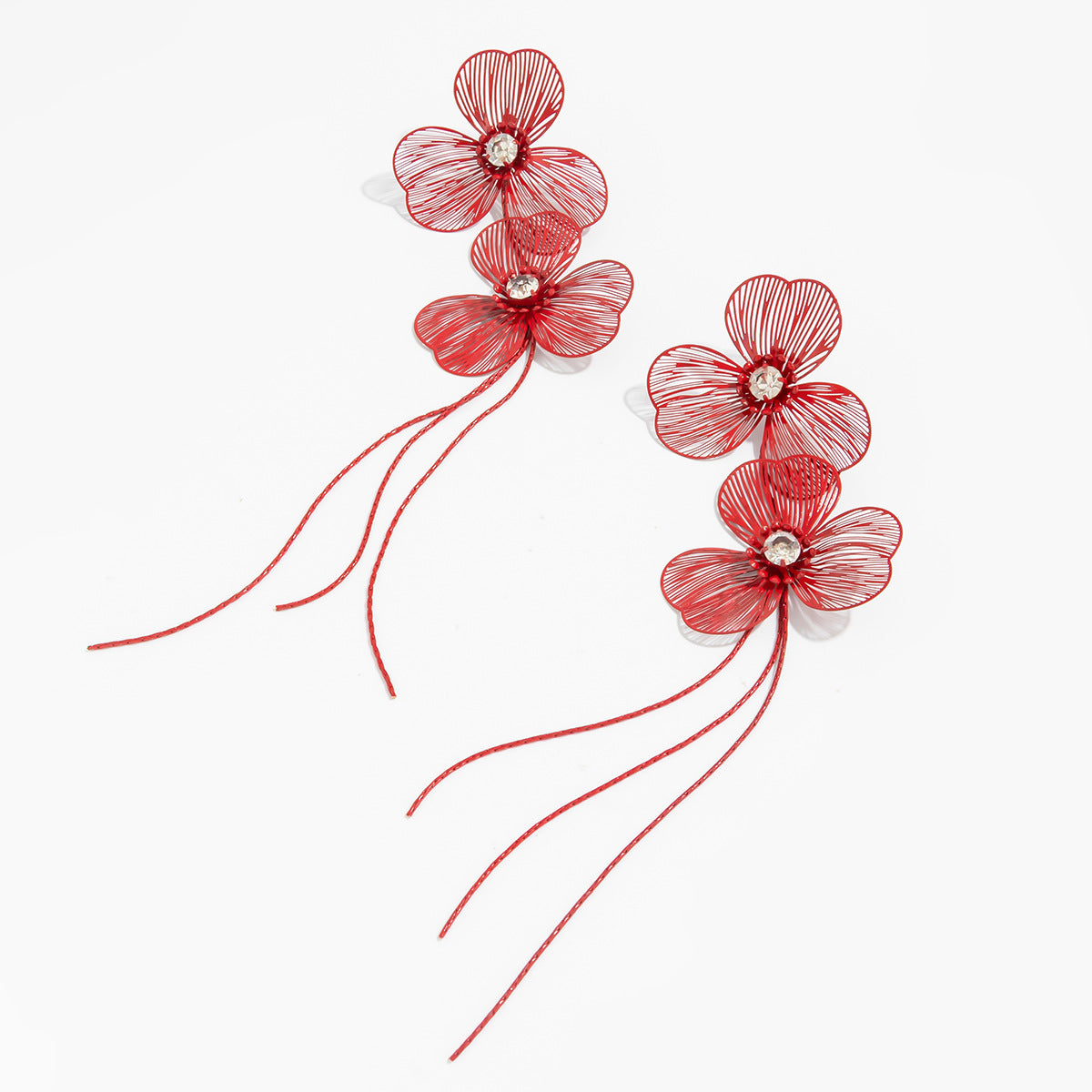 Ginkgo Biloba Flower Earrings With Long Snake Bone Chain Fringe For Elegant Women Planderful Vienna Verve Statement