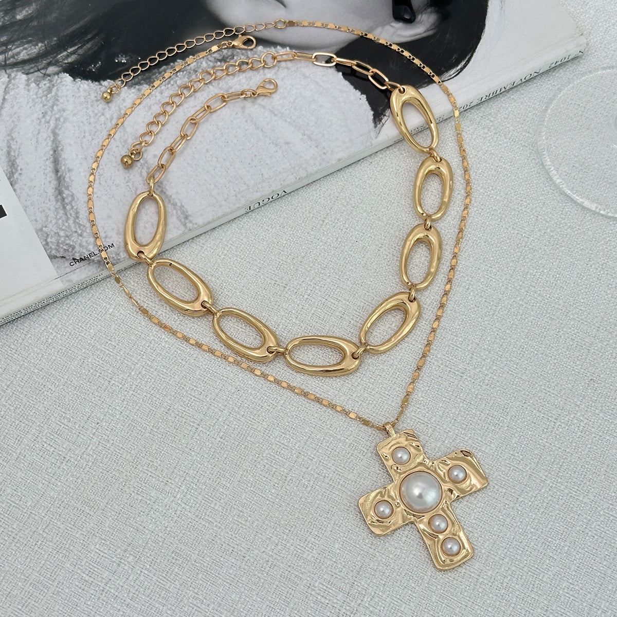 Punk Cross Pearl O-Link Necklace Collection