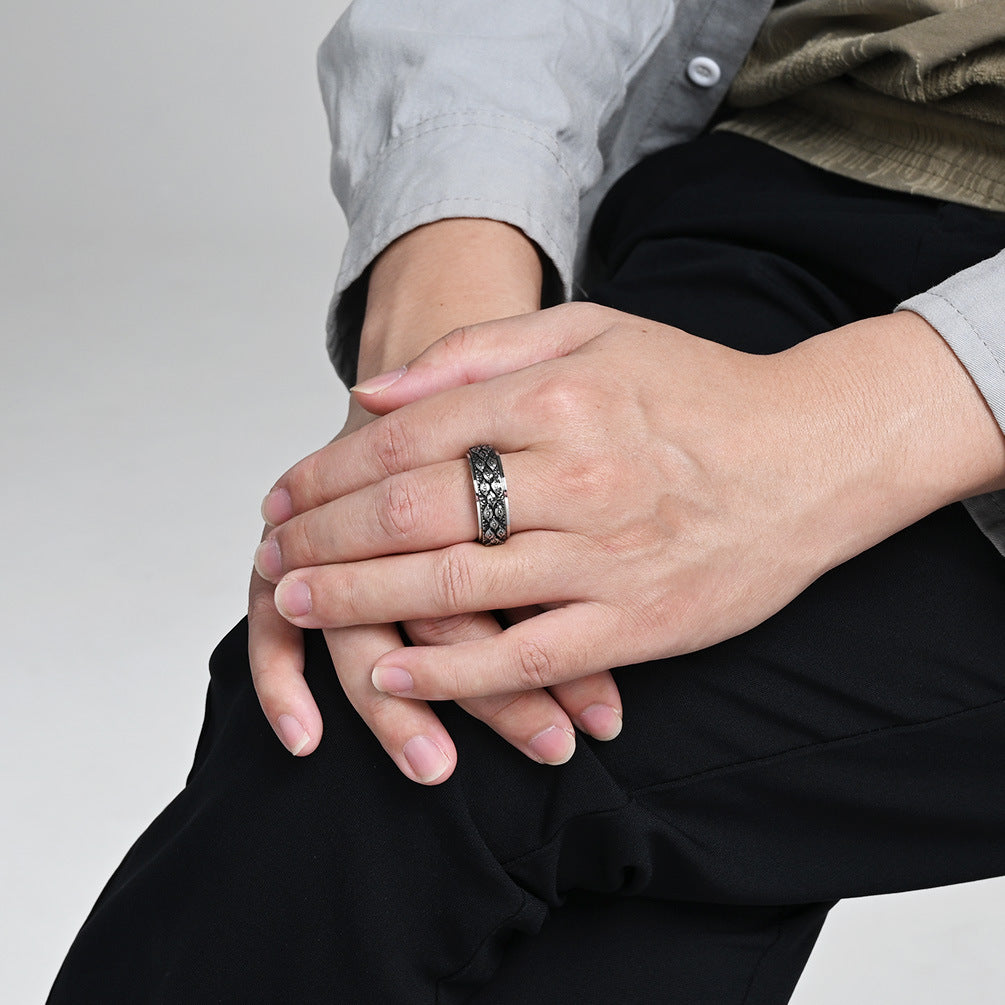 Planderful Devil Eye Rotating Titanium Ring for Men