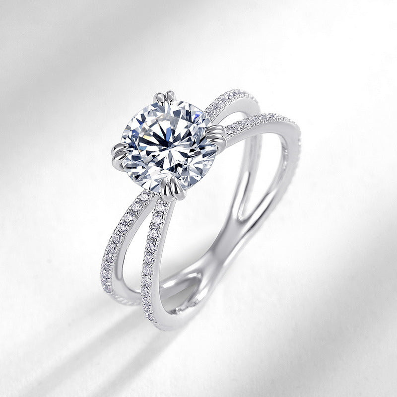 Moissanite Cross Four-Prong Ring