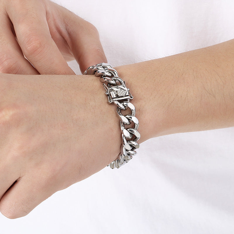 Planderful Mens Dragon Beard Buckle Cuban Chain Bracelet