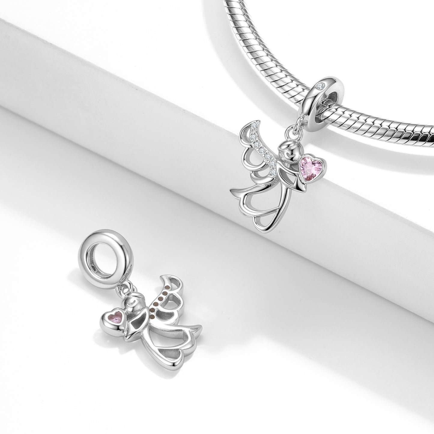 Planderful Everyday Genie – Simple Hollow Design Angel S925 Sterling Silver Pendant for Fashion Bracelets and DIY Jewelry