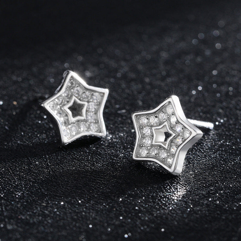 Starry Sterling Silver Earrings with Zircon Gems