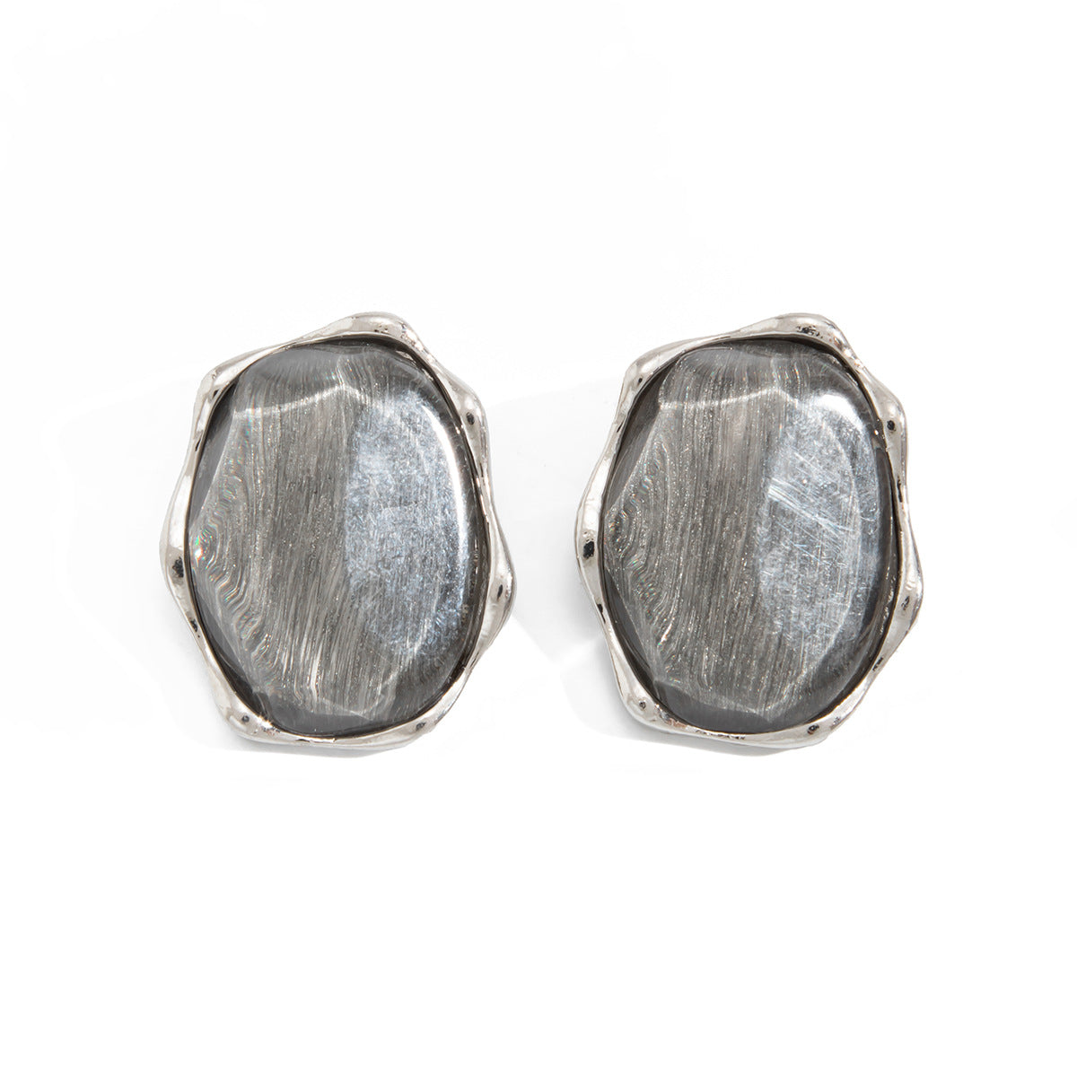Planderful Vienna Verve Statement Stone Stud Earrings Brushed Texture Lava Stone Retro Design For Trendsetters