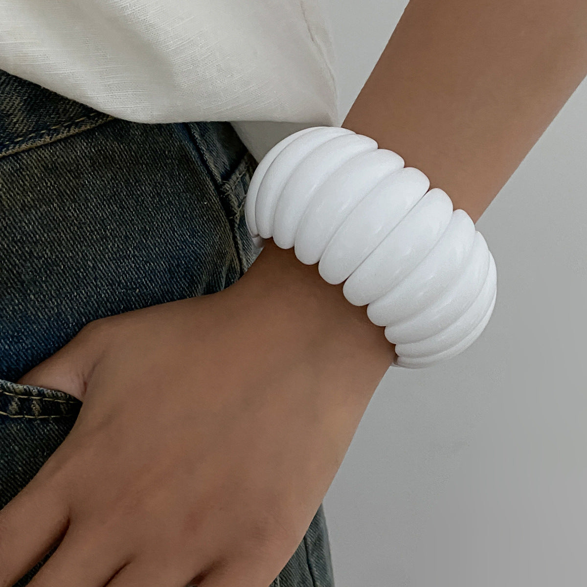 Planderful Vienna Verve Personalized Color Matching Bracelet For Women Elastic Wide Statement Jewelry