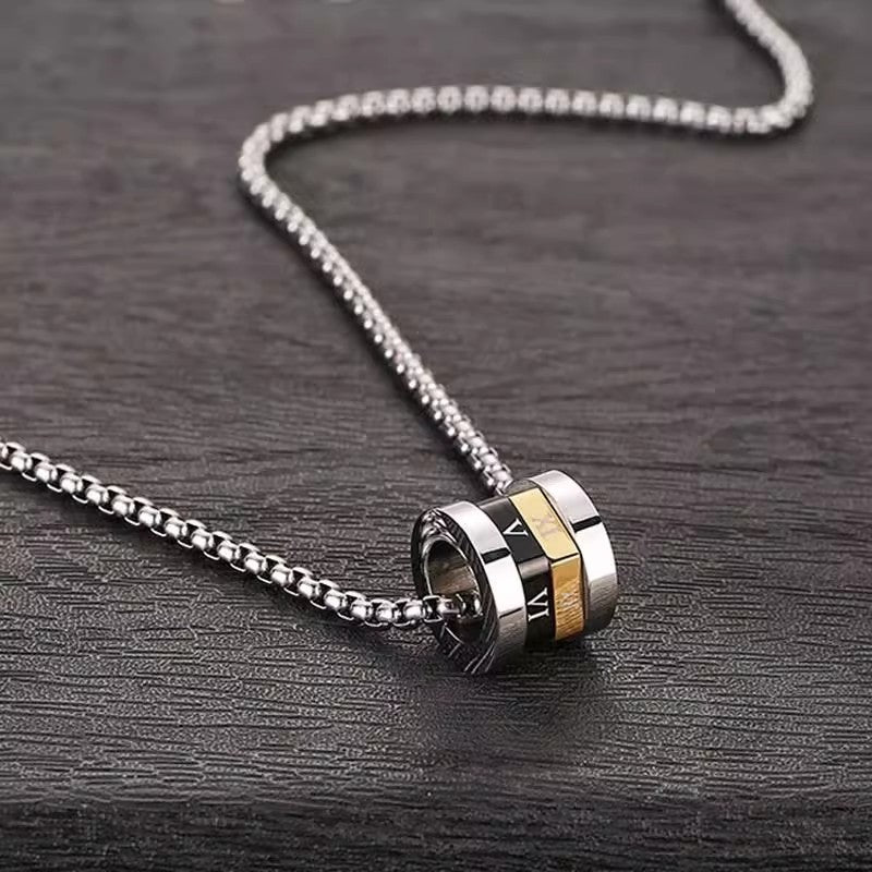 Planderful Jewelry Mens Steel Necklace With Roman Numeral Pendant Everyday Genie Collection