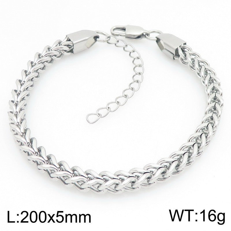 Stainless Steel Front & Back Bracelet – Commuting 5mm Keel Chain Adjustable Business