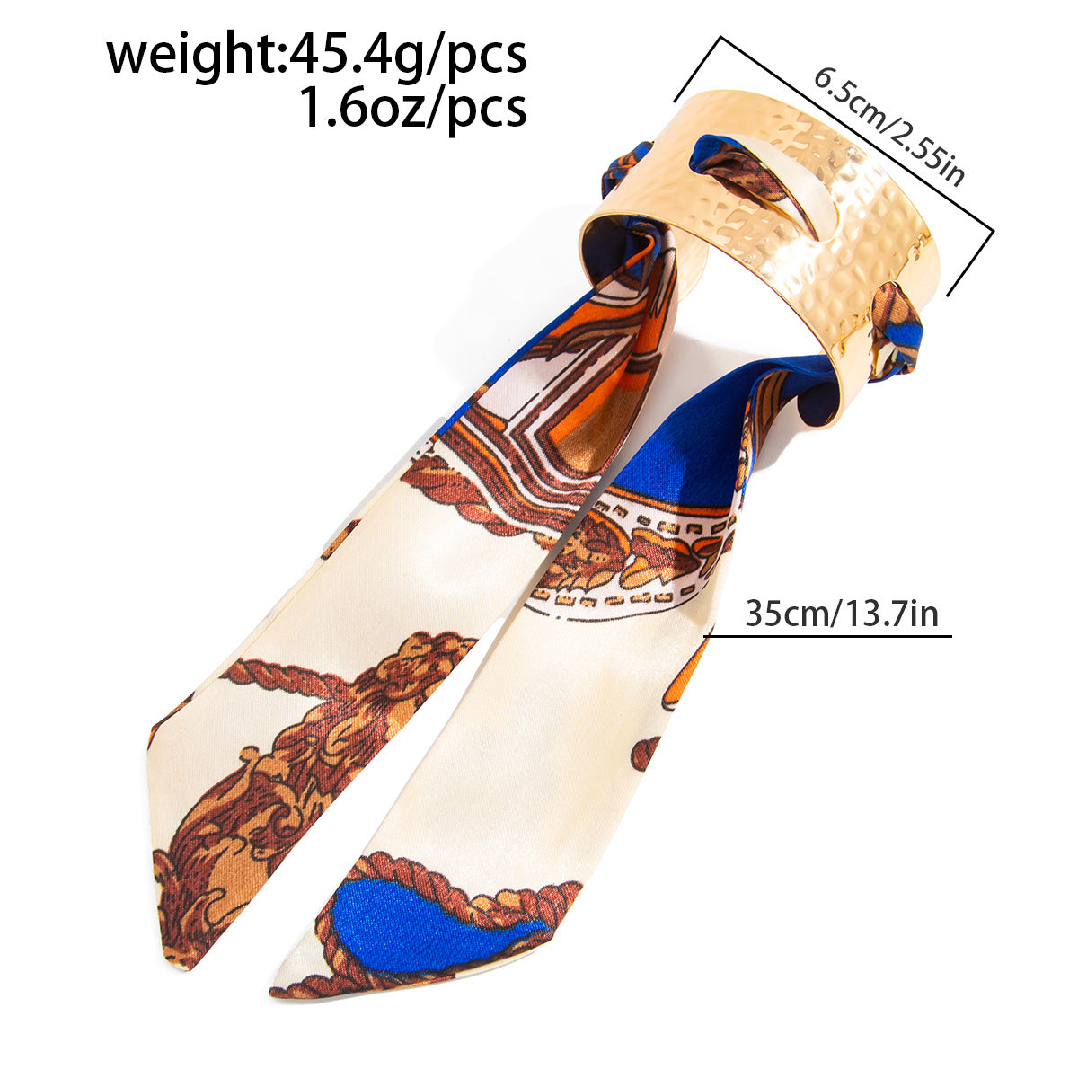 Planderful Collection Vienna Verve Bracelet For Women Hammer Pattern Wide Surface Opening Leopard Print Silk Scarf