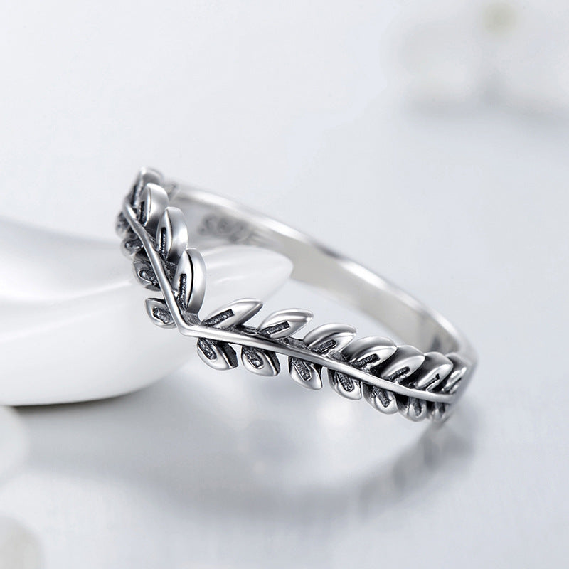 Sterling Silver Geometric Leaf Arrow Ring - Women's Folding Index Finger Ring
