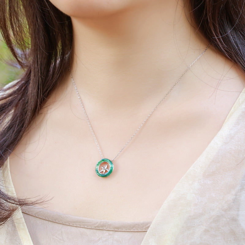 S925 Sterling Silver Moss Agate Starfish Necklace