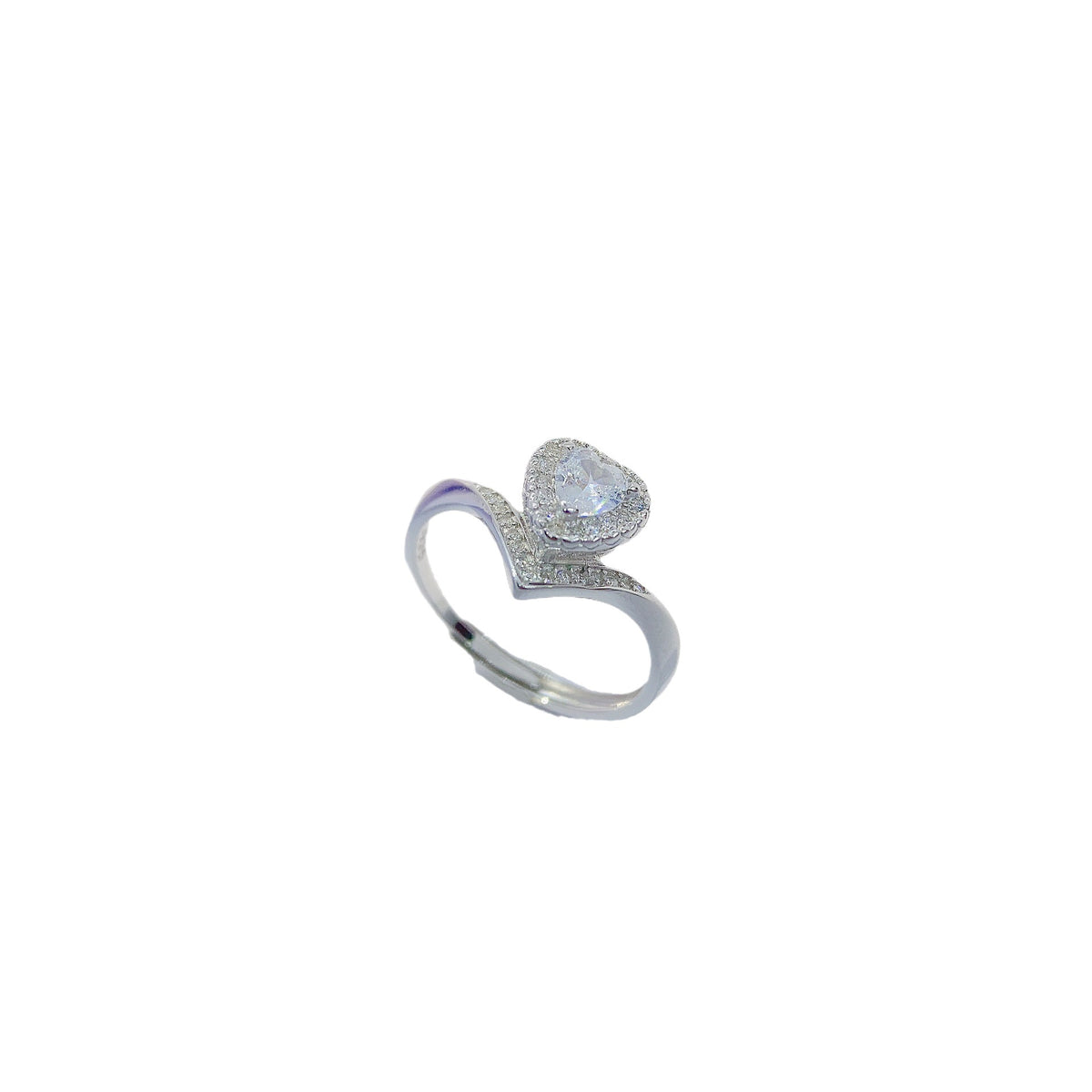 S925 Sterling Silver Zircon Halo Ring — Adjustable