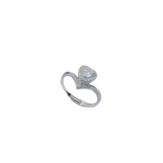 S925 Sterling Silver Zircon Halo Ring — Adjustable