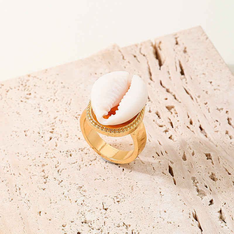 Planderful Vienna Verve Shell Ring Adjustable Fashion Jewelry
