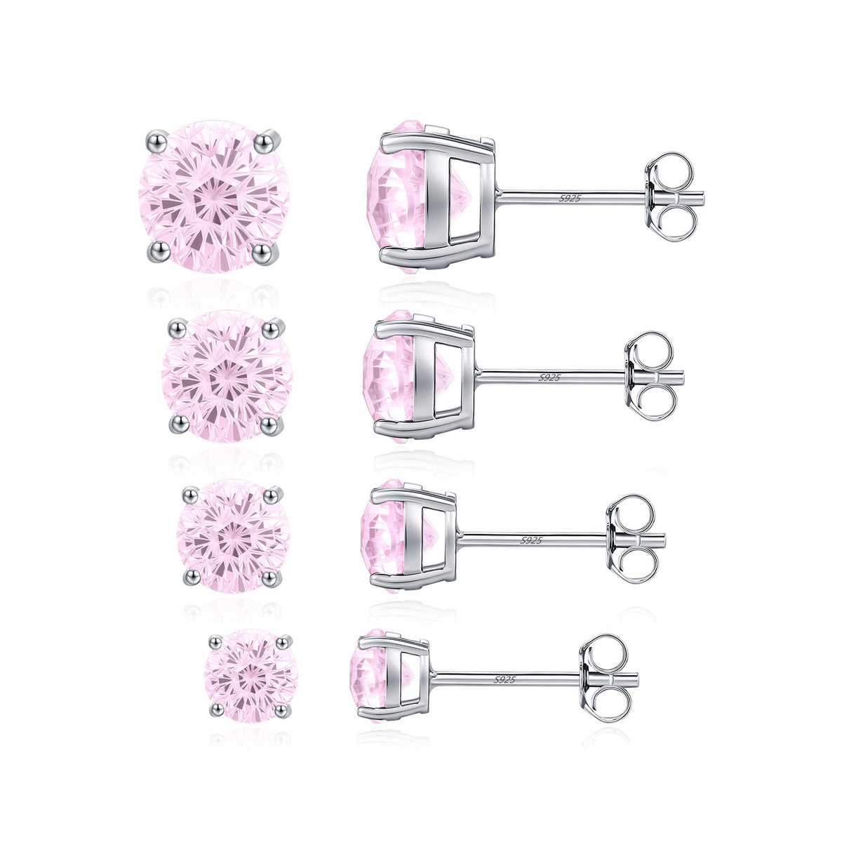 925 Sterling Silver Pink Fireworks-Cut Earrings