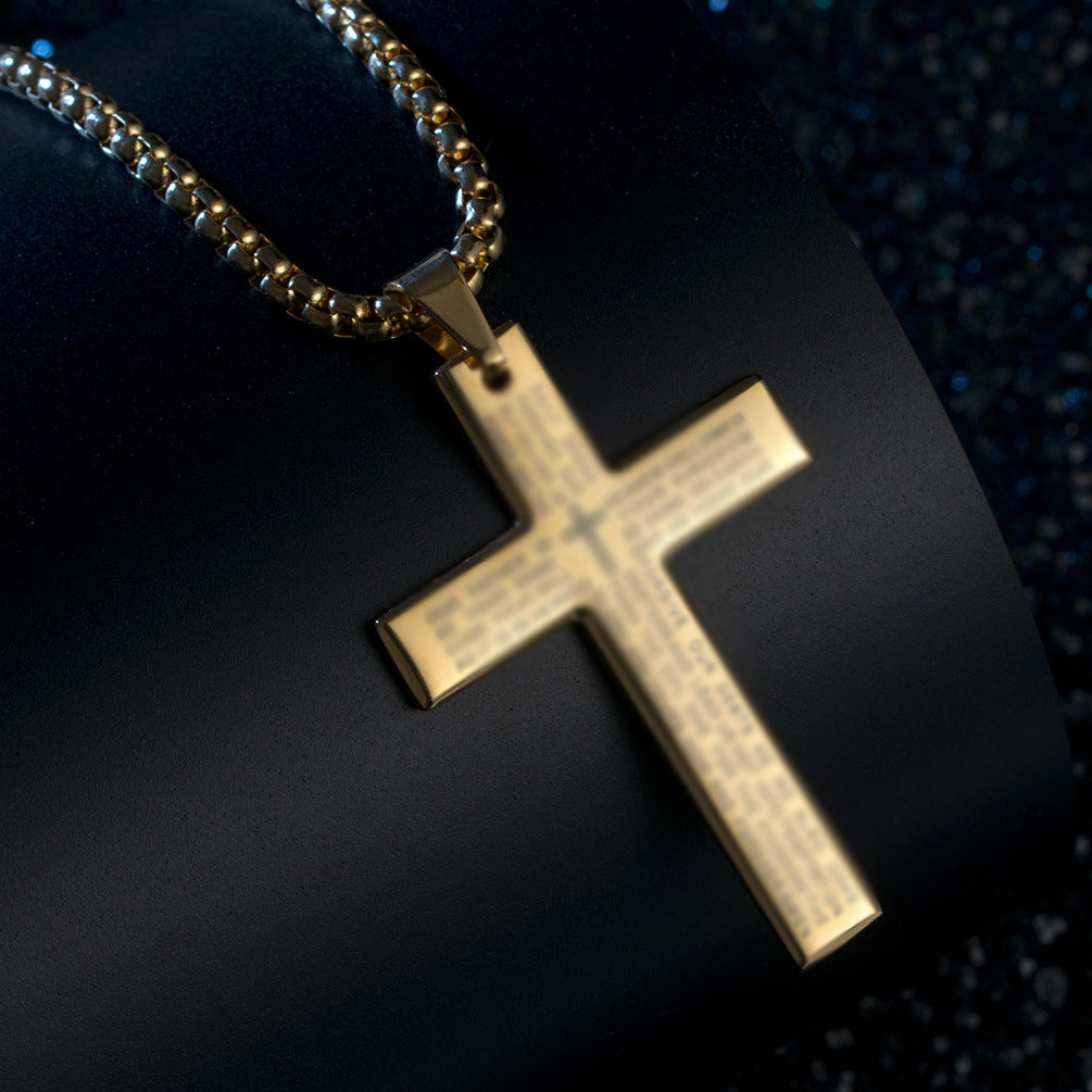 European and American Style Titanium Steel Cross Necklace for Men